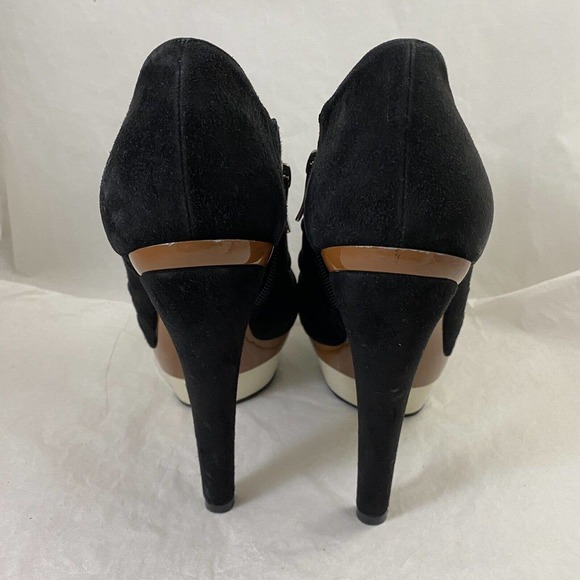 Barbara Bui Platform Pump Boot Bootie Black Platform Pleated Slim Heel Z… - Picture 7 of 12